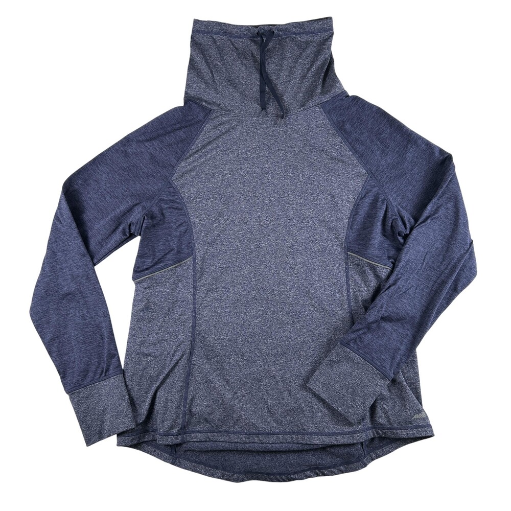Avia Shirt Womens XL Blue Cowl Neck Long Sleeve Running Thumbholes Pullover